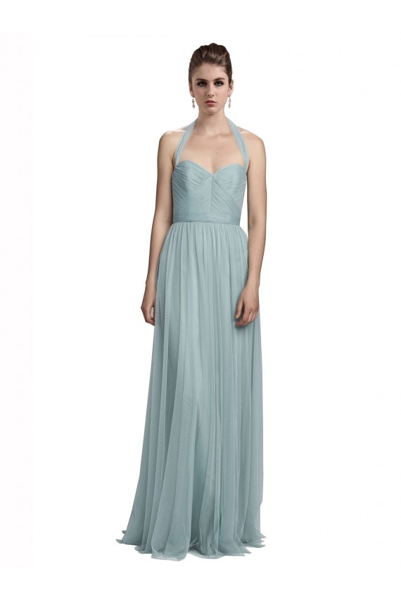Discount Halter Ruched Sweetheart Neckline Tulle Bridesmaid Dress UK