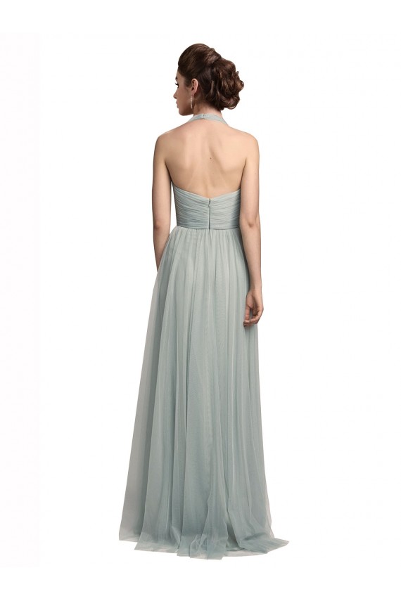 Discount Halter Ruched Sweetheart Neckline Tulle Bridesmaid Dress UK