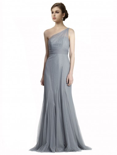 Discount One Shoulder Tulle Fit and Flare Bridesmaid Dress UK