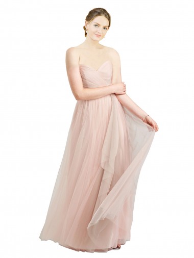 Discount Long Floor Length Sweetheart Pleated Tulle Bridesmaid Dress UK