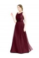 Discount Sleeveless Boat Neck Long Pearl Tulle Bridesmaid Dress with Keyhole Back UK