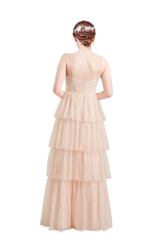 Discount V-Neck A-Line Layered Long Tulle Bridesmaid Dress UK