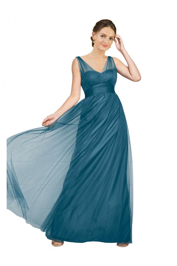 Discount Long V-Neck Soft Tulle Bridesmaid Dress UK