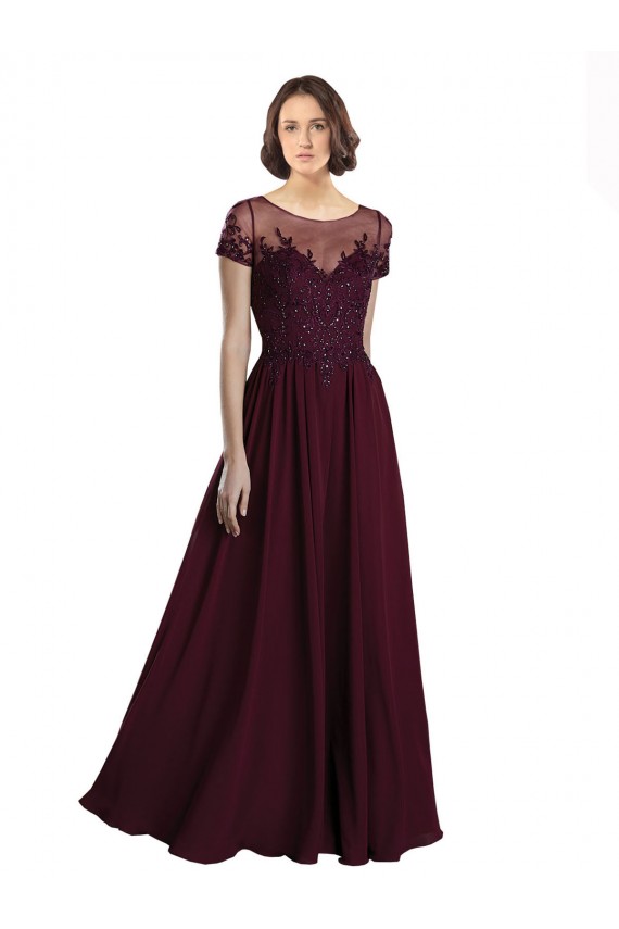 Discount Full Length Beaded and Embroidered Tulle Bodice Long Chiffon Bridesmaid Dress UK