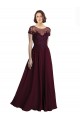 Discount Full Length Beaded and Embroidered Tulle Bodice Long Chiffon Bridesmaid Dress UK