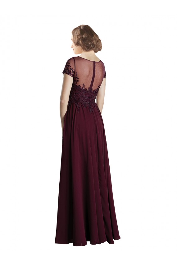 Discount Full Length Beaded and Embroidered Tulle Bodice Long Chiffon Bridesmaid Dress UK