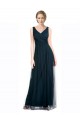 Discount Full Length Long Tulle Bridesmaid Dress with V-Neck Criss-Cross Ruched Top UK