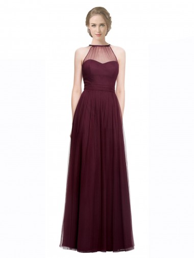 Discount Full Length Soft Tulle Spaghetti Strap Bridesmaid Dress UK