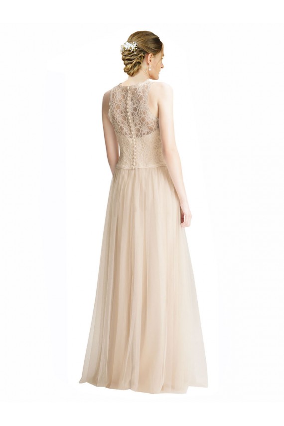 Discount Full Length Tulle Bridesmaid Dress with Corded Lace Over Sweetheart Neckline UK