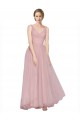 Discount Long Floor Length Wide Strap Plunge Cross Over Neckline Tulle Bridesmaid Dress UK