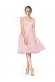 Discount Short Knee Length Wide Strap Plunge Cross Over Neckline Tulle Cocktail Bridesmaid Dress UK