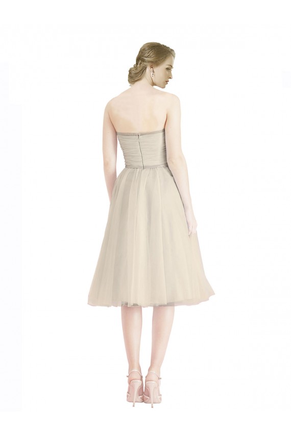 Discount Strapless Short Cocktail Length Tulle Cocktail Bridesmaid Dress with Pleats UK