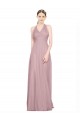 Discount Ruffled Halter V-Neck Long Tulle Bridesmaid Dress with Pleats UK