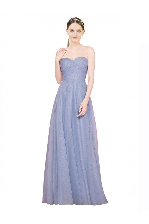 Discount Strapless Sweetheart A-Line Tulle Bridesmaid Dress with Low Back UK