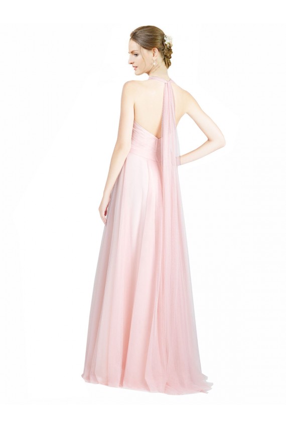Discount Ruched Sweetheart Neckline A-Line Tulle Bridesmaid Dress with Tie Open Back UK