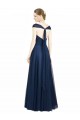 Discount Ruched Sweetheart Long A-Line Tulle Bridesmaid Dress with Wide Straps and Tie Back UK