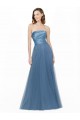 Discount Long Strapless Bridesmaid Dress with Soft Tulle Overlay UK