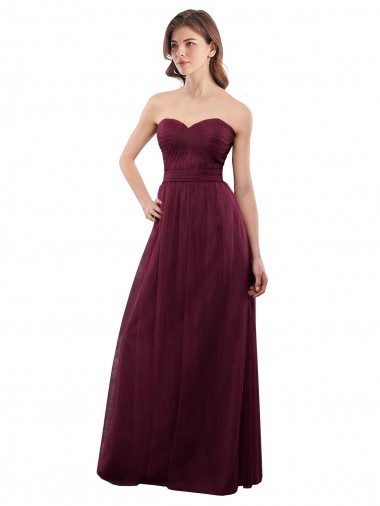 Discount Strapless Tulle A-line bridesmaid dress with pleated top UK