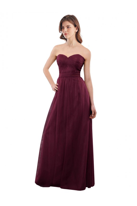Discount Strapless Tulle A-line bridesmaid dress with pleated top UK