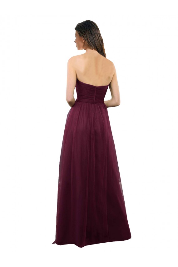 Discount Strapless Tulle A-line bridesmaid dress with pleated top UK