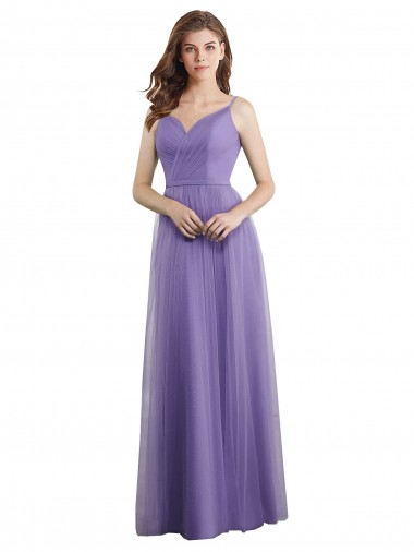 Discount Sweetheart Deep V-Back Tulle Bridesmaid Dress with Draped Bodice UK