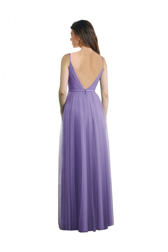Discount Sweetheart Deep V-Back Tulle Bridesmaid Dress with Draped Bodice UK