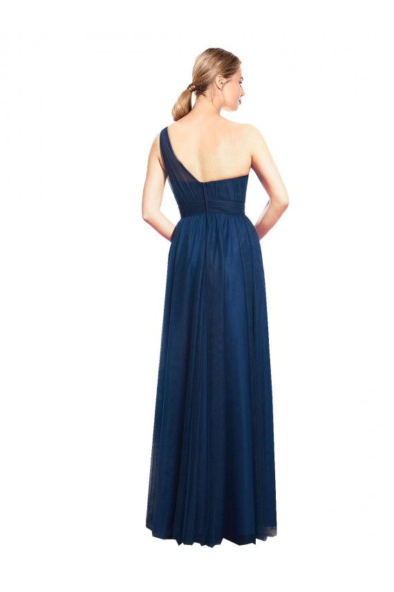 Discount Ruched One Shoulder Tulle A-Line Bridesmaid Dress UK