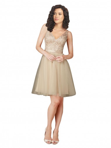 Discount Tulle Bridesmaid Dress with Embroidery and Beading UK