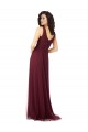 Discount Long A-Line V-Neck Tulle Bridesmaid Dress UK