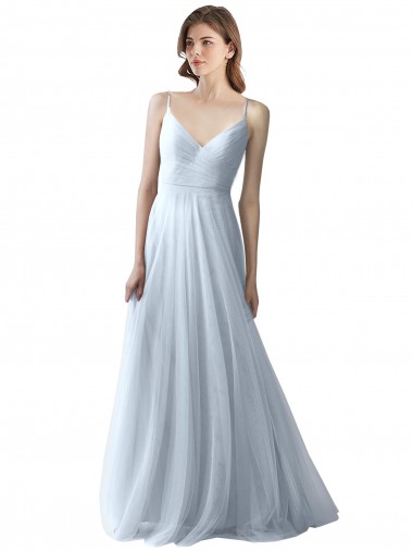 Discount Wrapped Ruched Natural Waist Slim Soft Tulle Bridesmaid Dress UK