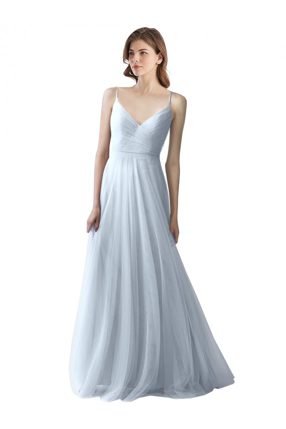 Discount Wrapped Ruched Natural Waist Slim Soft Tulle Bridesmaid Dress UK