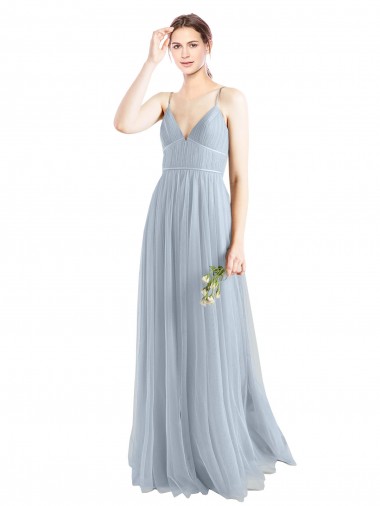 Discount Spaghetti Straps V-Neck Slim A-Line Tulle Bridesmaid Dress UK