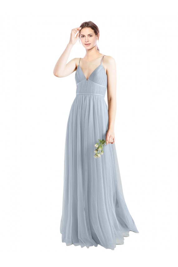 Discount Spaghetti Straps V-Neck Slim A-Line Tulle Bridesmaid Dress UK