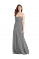 Discount Shirred Strapless Bodice Long Tulle Bridesmaid Dress with Sweetheart Neckline UK