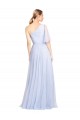 Discount Flutter Sleeves One Shoulder Long Tulle Bridesmaid Dress UK