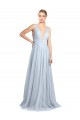 Discount Plunging Deep V-Neck Long Tulle Bridesmaid Dress with V-Back UK