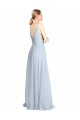 Discount Plunging Deep V-Neck Long Tulle Bridesmaid Dress with V-Back UK