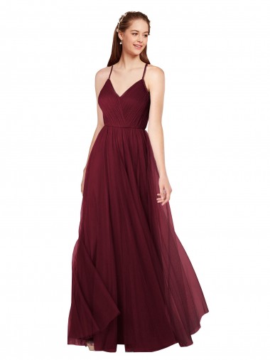 Discount Beach-inspired Sweetheart Tulle Long Bridesmaid Dress UK