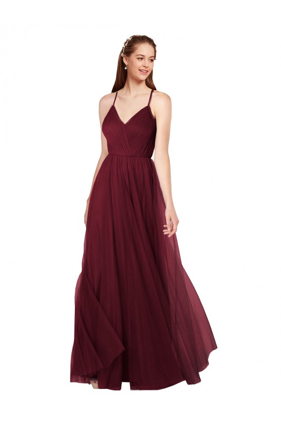 Discount Beach-inspired Sweetheart Tulle Long Bridesmaid Dress UK