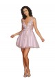 Discount Sleeveless V-Neckline Short Cocktail Dress with Embellished Lace Appliques UK