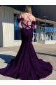 Discount Cold Shoulder Sleeveless Long Court Train Velvet Sequin Prom Dress UK