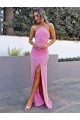 Discount Halter Sleeveless Long Floor Length Velvet Sequin Prom Dress with Slit UK