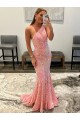 Discount Open Back One Shoulder Sleeveless Long Sweep Train Velvet Sequin Prom Dress UK