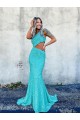 Discount Mermaid One Shoulder Sleeveless Long Sweep Train Velvet Sequin Prom Dress UK