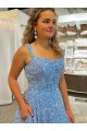 Discount A-Line Scoop Sleeveless Long Court Train Velvet Sequin Prom Dress UK