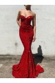 Discount Mermaid Sweetheart Sleeveless Long Court Train Velvet Sequin Prom Dress UK