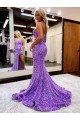 Discount A-Line Sweetheart Sleeveless Long Velvet Sequin Prom Dress with Slit UK