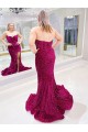 Discount Long Sweetheart Sleeveless Sweep Train Velvet Sequin Prom Dress with Slit UK