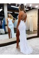Discount Sleeveless V-Neck Long Floor Length Velvet Sequin Prom Dress with Slit UK