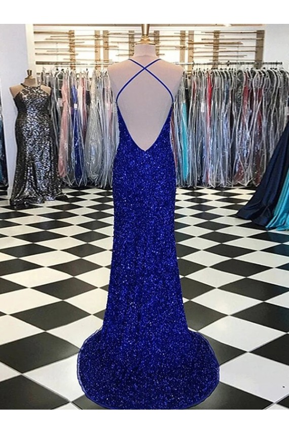 Discount V-Neck Sleeveless Long Velvet Sequin Prom Dress UK